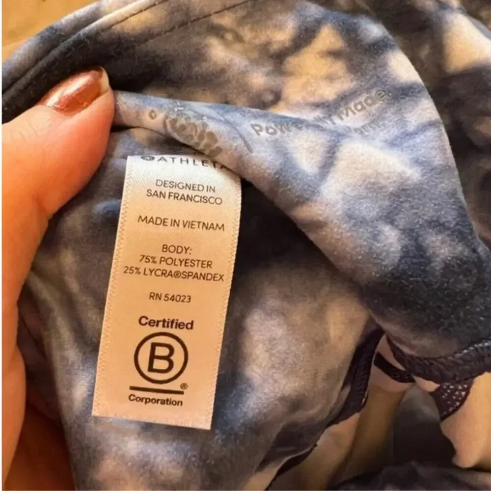 Athleta Blue Tie Dye Salutation 7/8 Tights in Powervita
